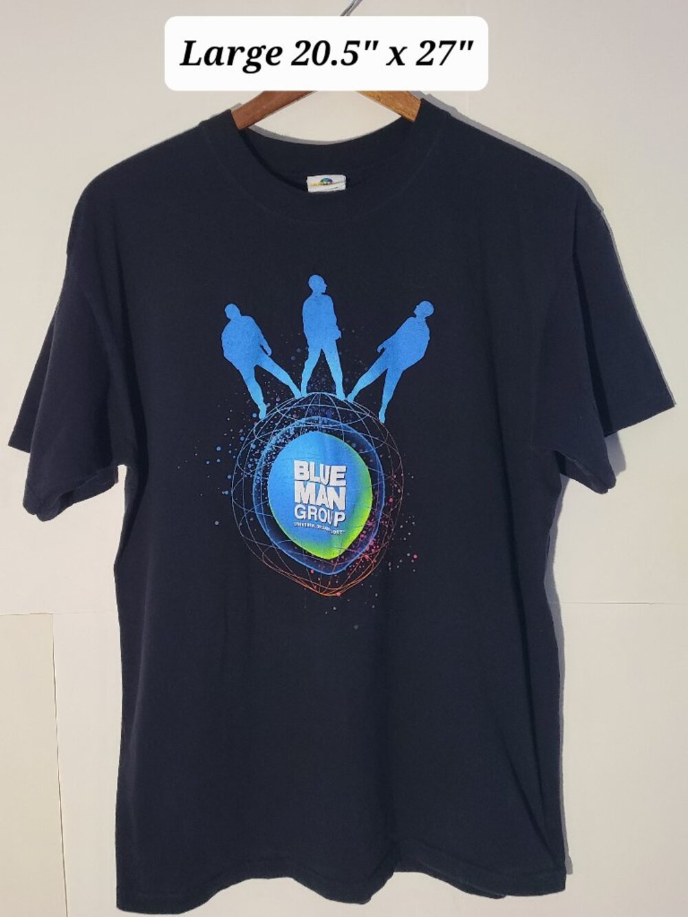 Universal Studios Blue Man Group Large Black T-Shirt Y2K